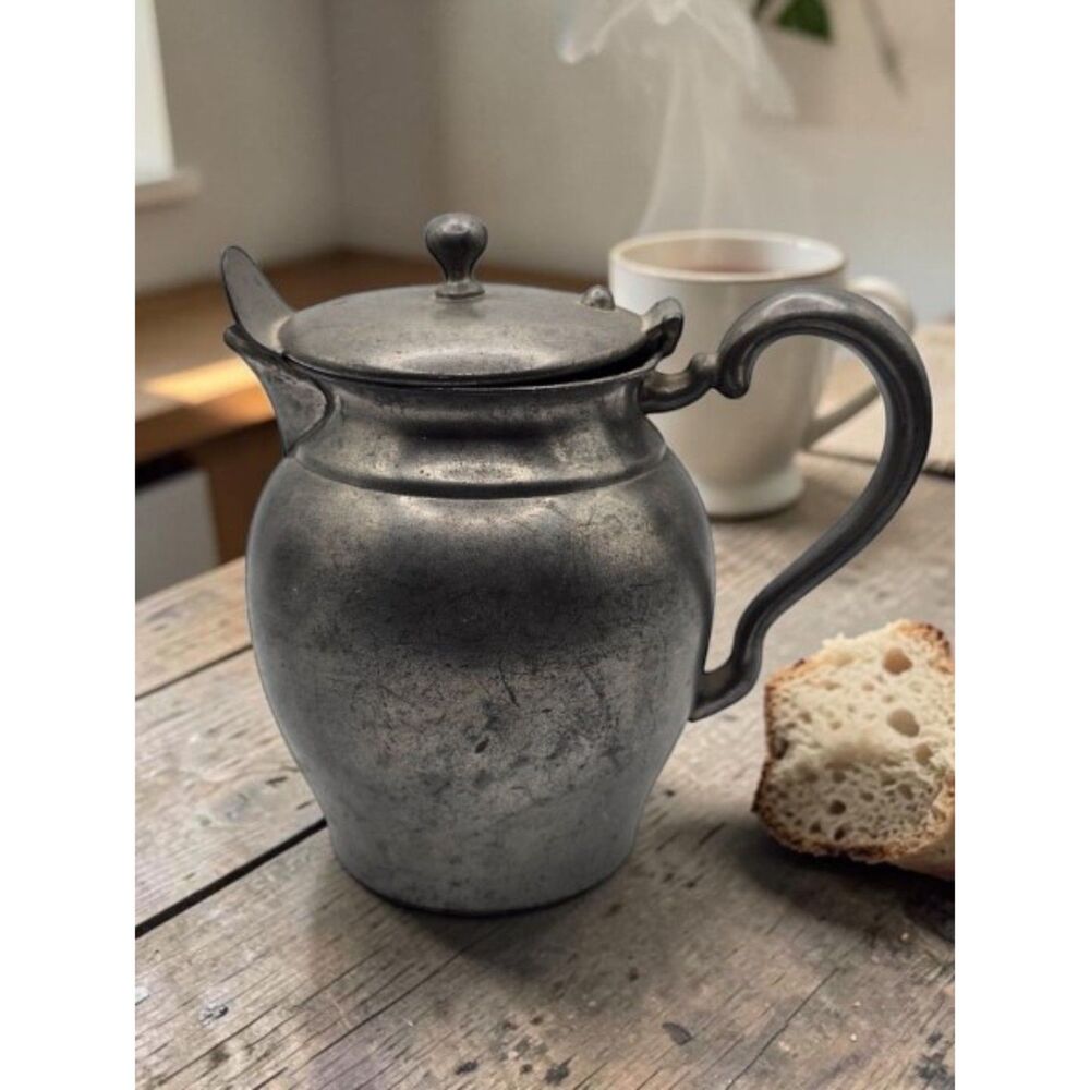 Revere Pewter Benedict 480 Lidded Creamer Pitcher Vintage Hinged Lid